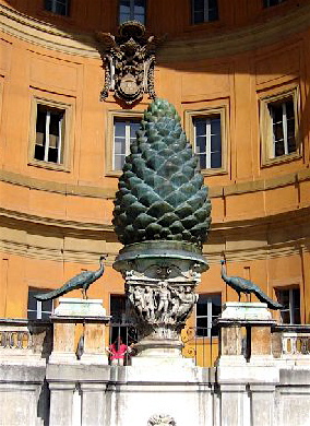 vatican pine cone, occult pine cone symbolism, pine cone statue, pine cone meaning